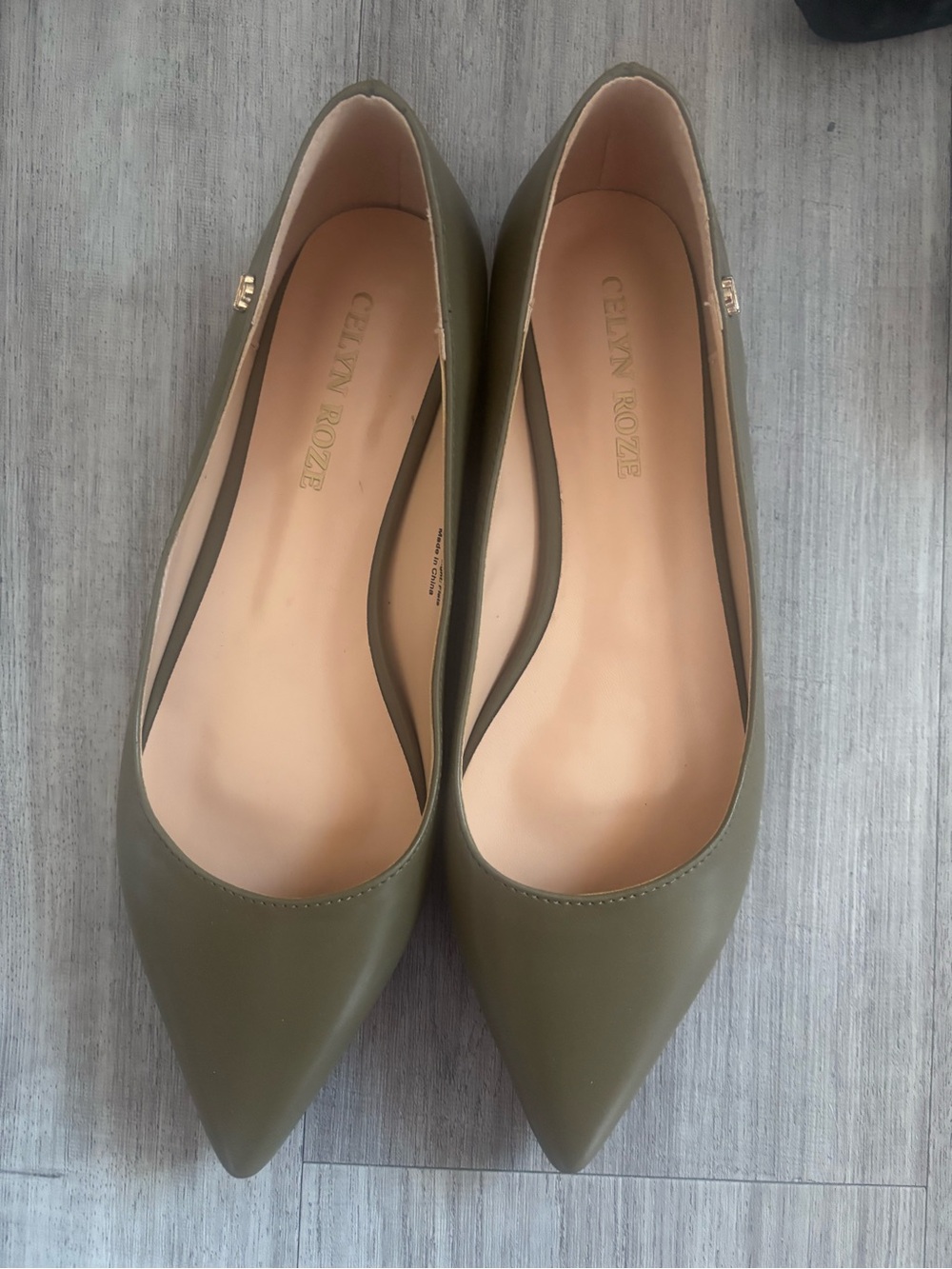 Celyn Roze Olive Pointed Ballet Flats